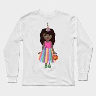 Unicorn Halloween Trick or Treat Girl 3 Long Sleeve T-Shirt